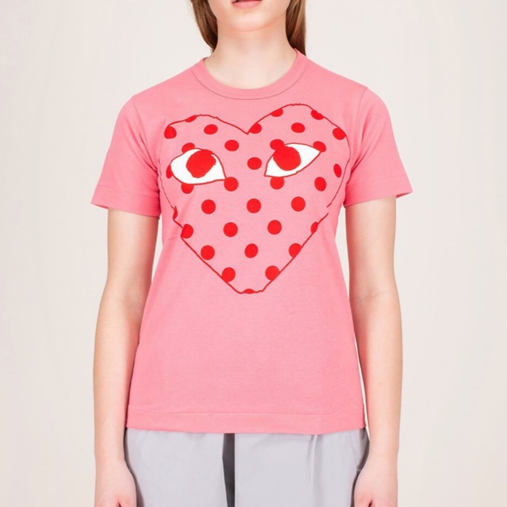 Play Comme des Garçons Pink Polkadot T Shirt